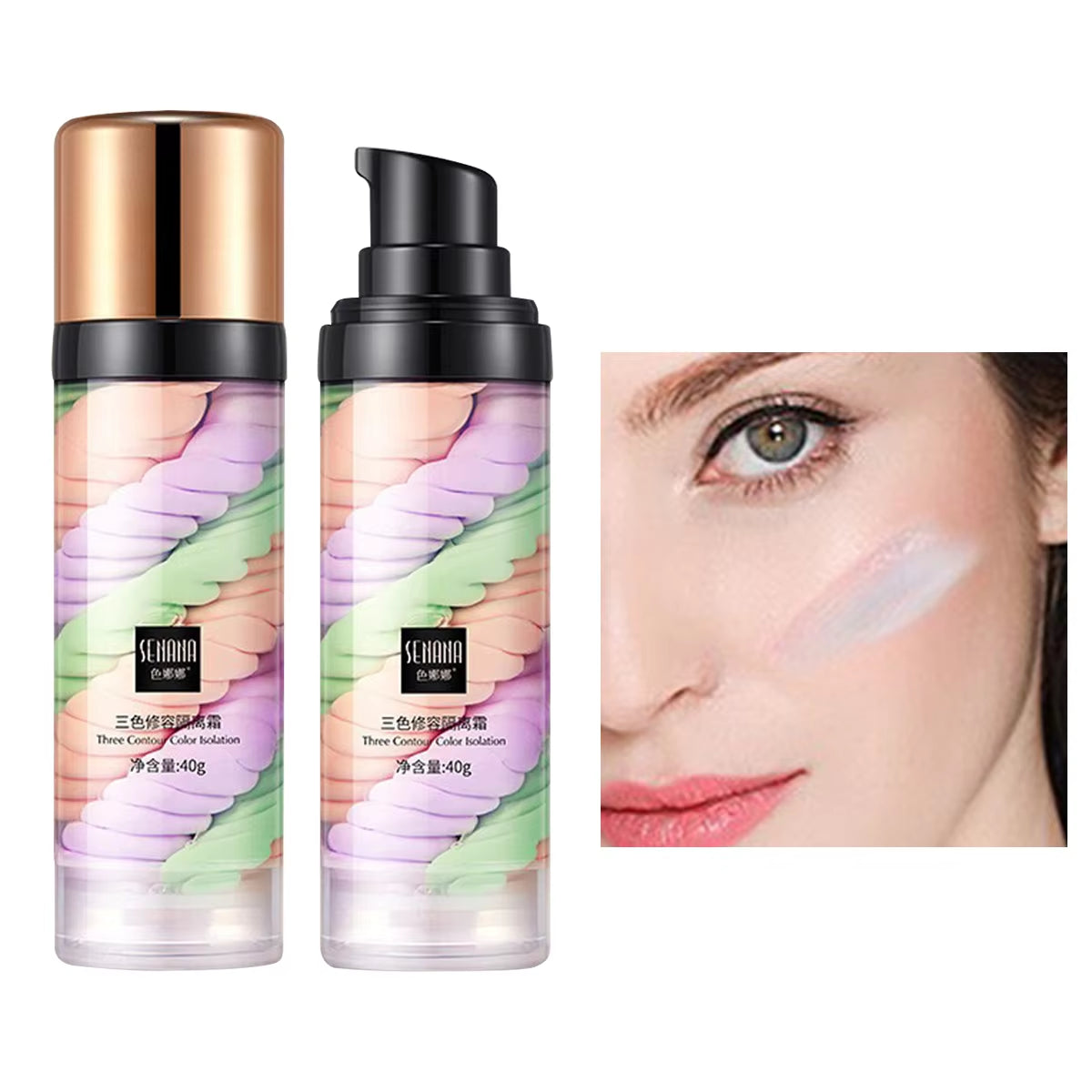Three Color Press Release Cream Concealer Isolate Makeup Facial Base Brightening Cream