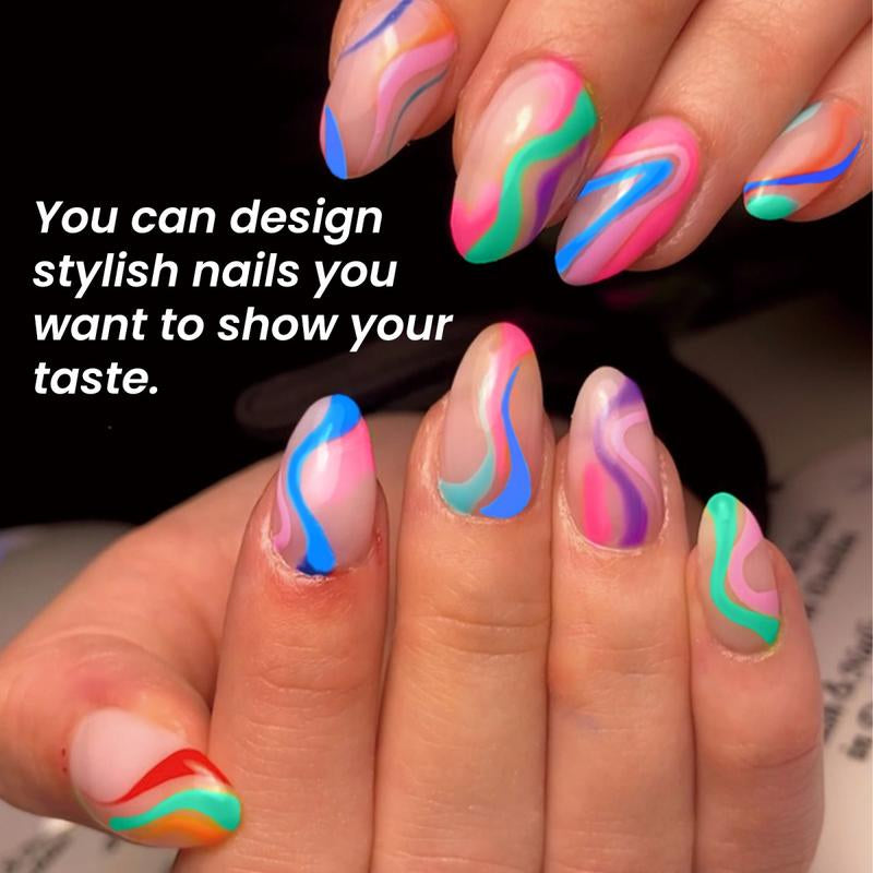 EELHOE Waterproof Nail Art Pen 4 Color Nail Polish Graffiti Pen Nail Art Easy-To-Color Smudge Pen Color Painting Nail Drawing Pen