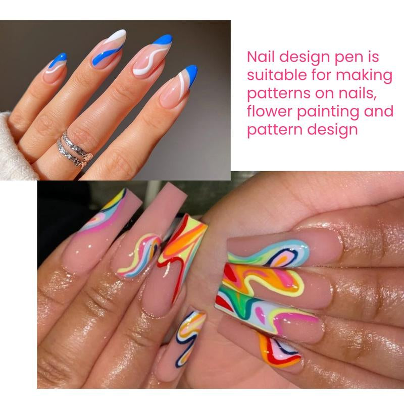 EELHOE Waterproof Nail Art Pen 4 Color Nail Polish Graffiti Pen Nail Art Easy-To-Color Smudge Pen Color Painting Nail Drawing Pen