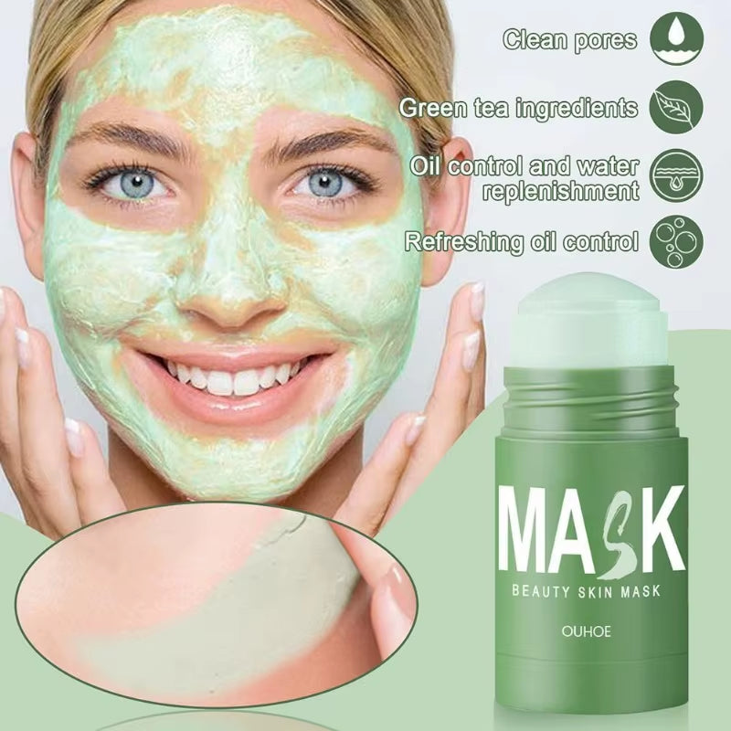 Green Tea Deep Cleansing Detoxing Pore Cleaner for Face Black Heads Purifying Clay Blackhead Remover Moisturing Face Mud Mask