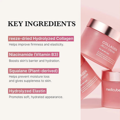 24H Glow & Lifted Collagen Jelly Cream Niacinamide and Hydrolyzed Collagen Strengthen the Skin Barrier and Moisturize the Skin